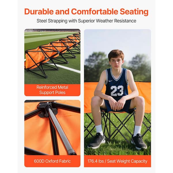 SKYSHALO Portable Folding Bench, 6-Seat Foldable Soccer Bench with