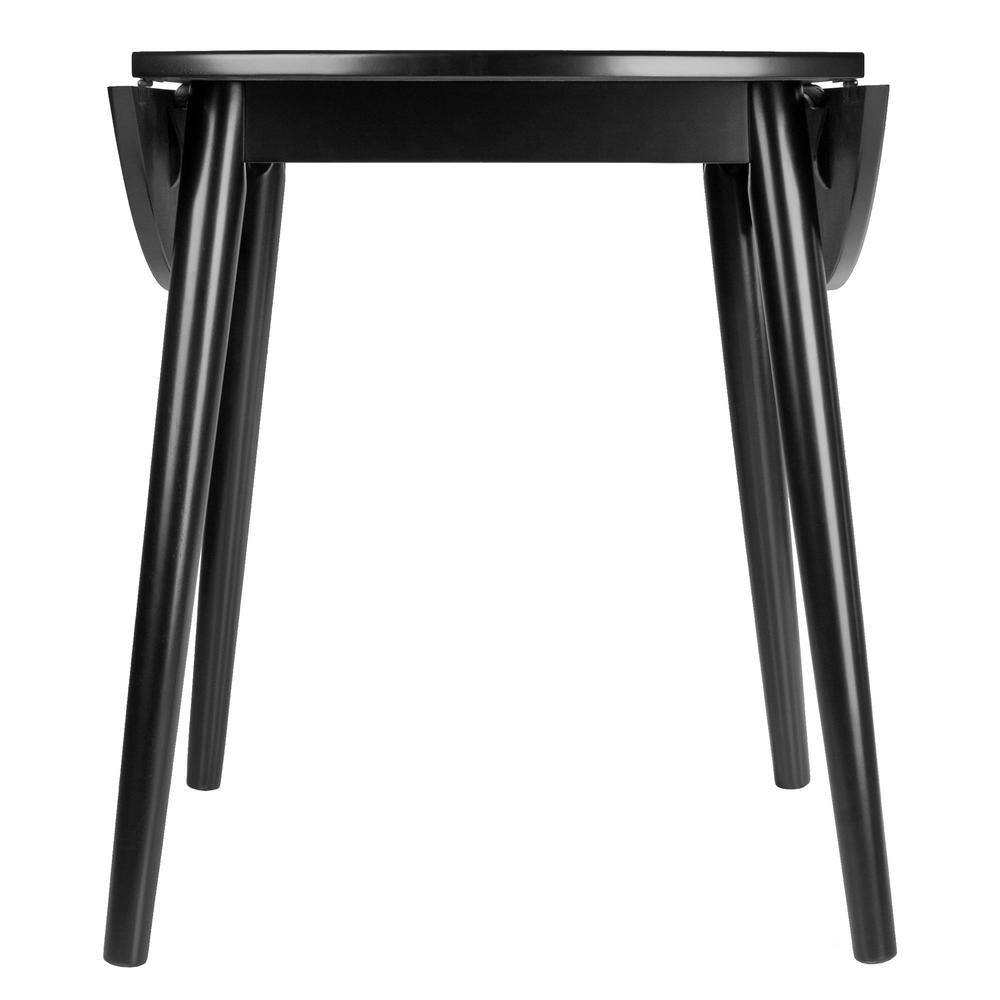 Mid-Century Modern Moreno Black Wood 36" Round Extendable Dining Table