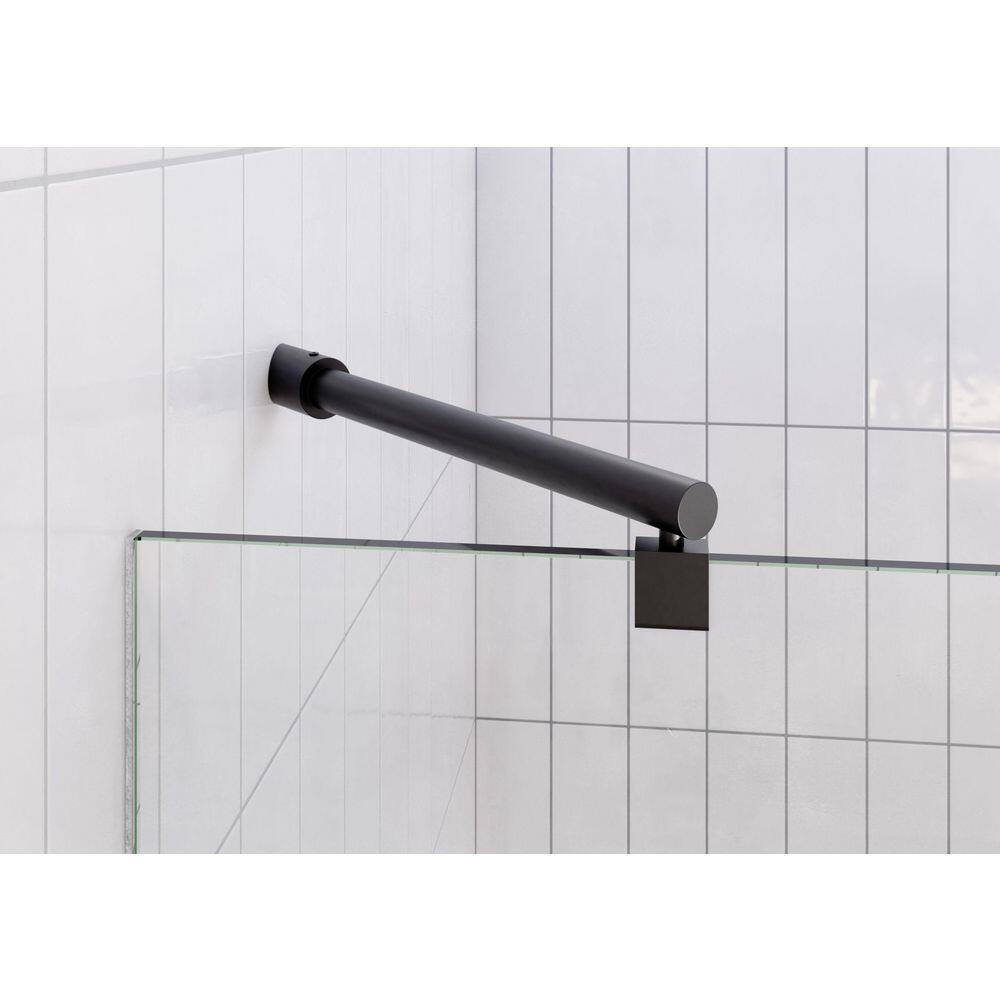 Stellar 78" Frameless Matte Black Glass Shower Door with Brass Hardware