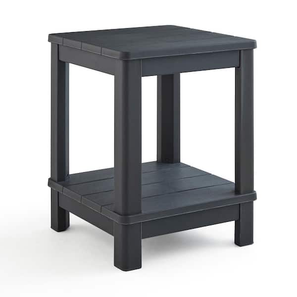 Keter Deluxe 20 in. Resin Graphite Square Patio Side Table With