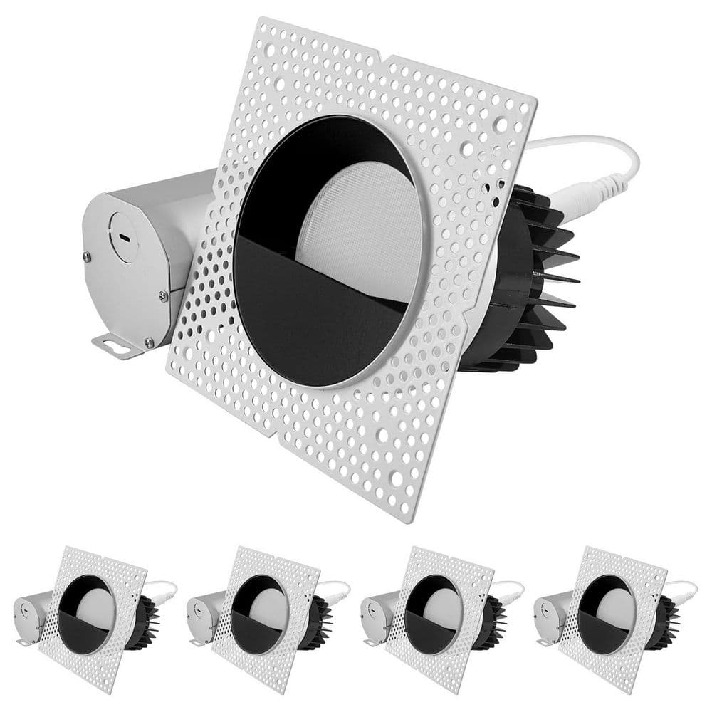 4 In. Integrated LED Trimless Recessed Light with Black Wall Washer Trim, 25W, 2000LM, 5CCT, 60°, Dimmable CRI90 4 Pack price history on PriceWatchPro
