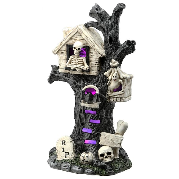 National Tree Company 15 in. Halloween Tree Houses with Battery Operated LED Light