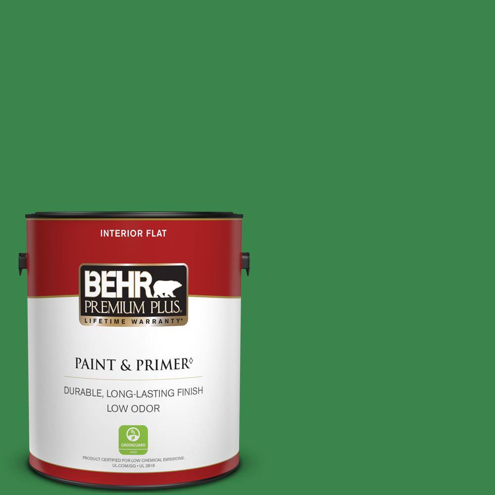 BEHR PREMIUM PLUS 1 gal. 450B7 Green Grass Flat Low Odor Interior
