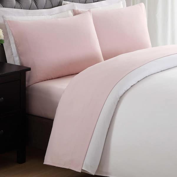 My World Anytime 3-Piece Blush Solid Polyester Twin XL Sheet Set
