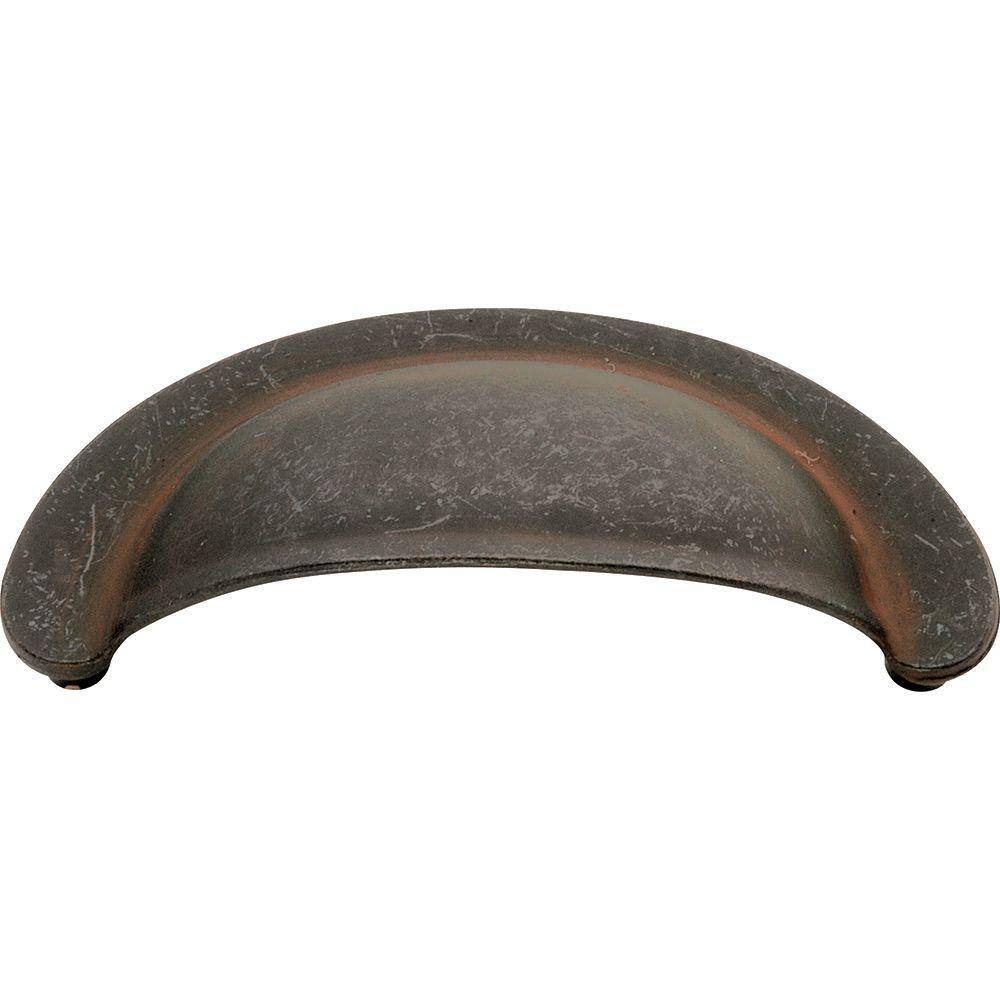 Rustic Iron Cup Cabinet Pull with Mounting Hardware