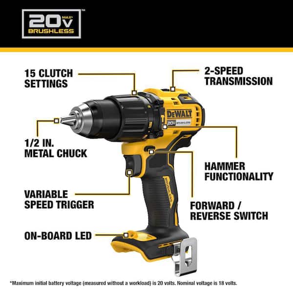DEWALT - 20V MAX Lithium-Ion 2-Tool Cordless Brushless Combo Kit with (2) Powerstack 1. 7Ah Batteries and Charger