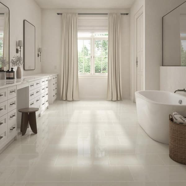 Slateview Pietra Greige 12 in. x 24 in. Polished Porcelain Floor and Wall Tile (1.9375 sq. ft. /each)