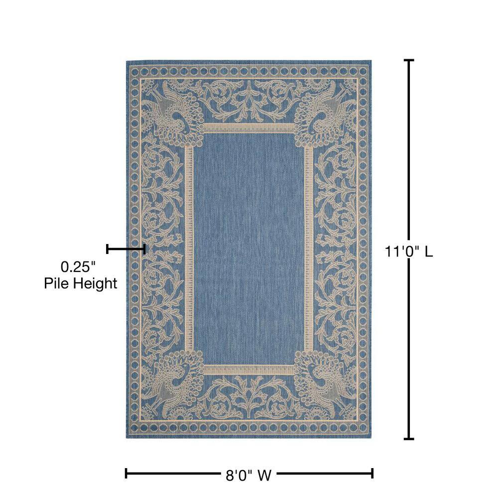 Blue and Natural Synthetic Stain-Resistant Indoor/Outdoor Area Rug