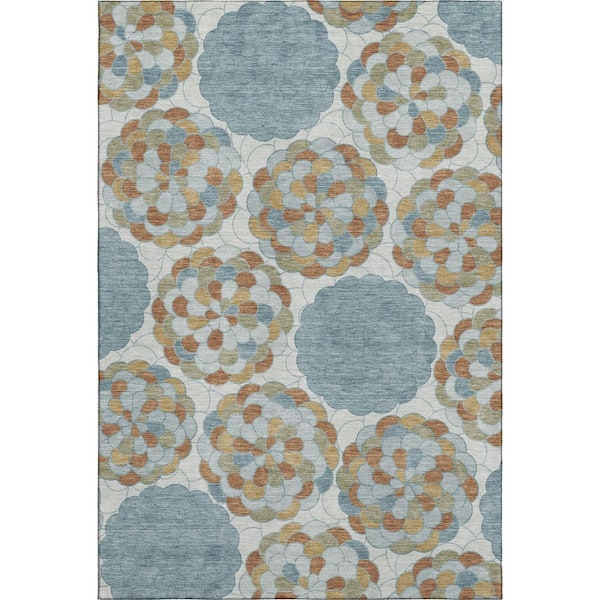 Mayfield Premium Machine Washable Abstract AMF2466 Sky 8 ft. x 10 ft. Area Rug