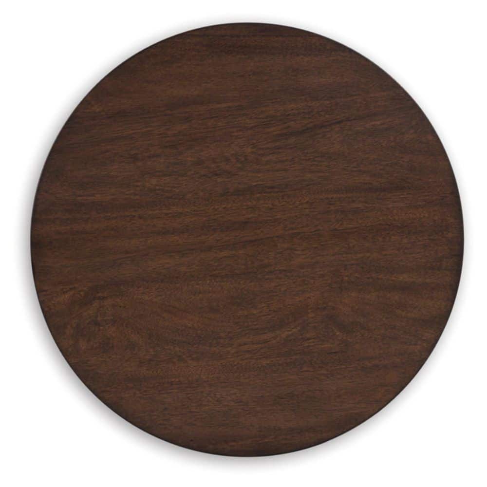 Korestone Dark Brown Round Wood End Table