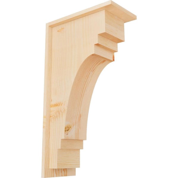 Ekena Millwork 7-1/2 in. x 14 in. x 26 in. Douglas Fir Pescadero Smooth Corbel with Backplate