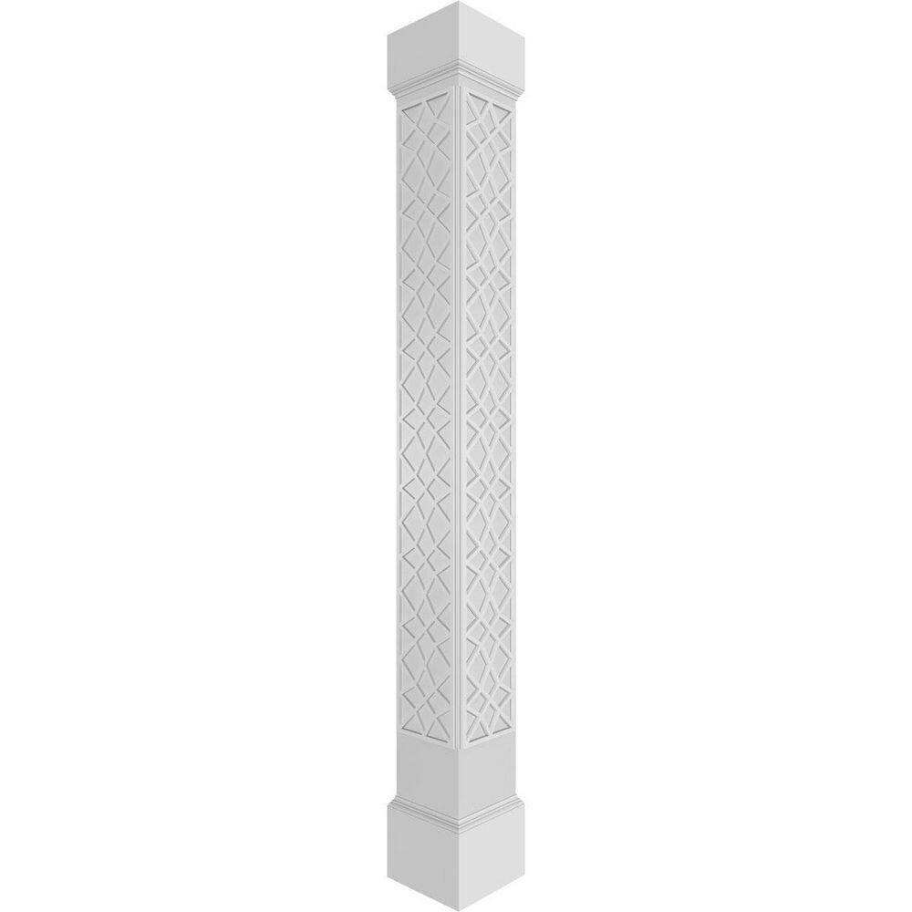 9-5/8 in. x 9 ft. Premium Square Non-Tapered Mosaic Fretwork PVC Column Wrap Kit w/Mission Capital and Base price history on PriceWatchPro