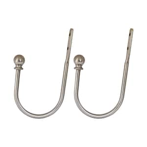 Brushed Nickel Hook Curtain Holdback (Set of 2)