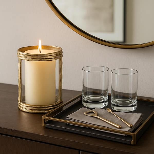 8 in. Gold Metal Hurricane Candle Holder