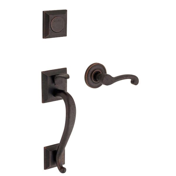 Baldwin Madison Distressed Oil-Rubbed Bronze Right-Handed Full-Dummy Handleset with Classic Lever