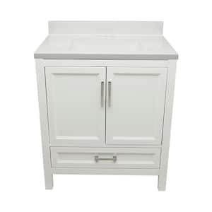 Nevado 31 in. W x 22 in. D x 36 in. H Bath Vanity in White with Cultured Marble White Top