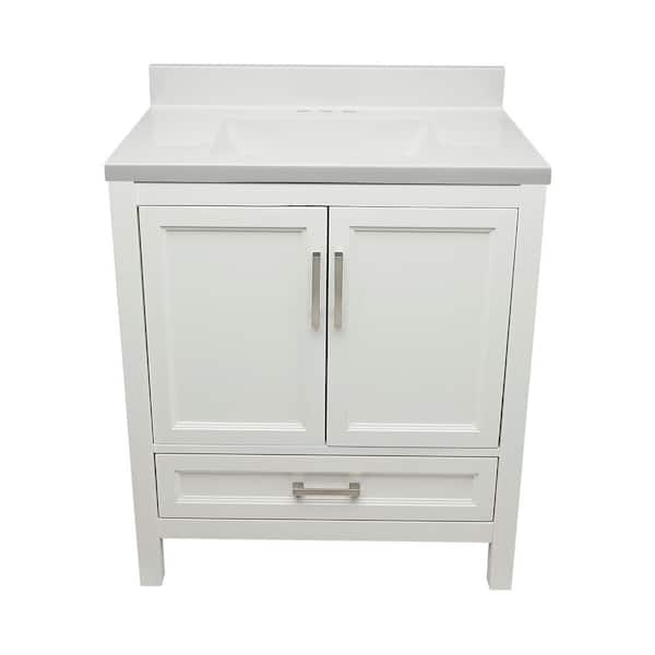 Nevado 31 in. W x 22 in. D x 36 in. H Bath Vanity in White with Cultured Marble White Top