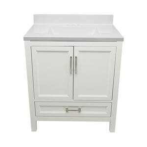 Nevado 37 in. W x 22 in. D x 36 in. H Bath Vanity in White with White Cultured Marble Top with Backsplash