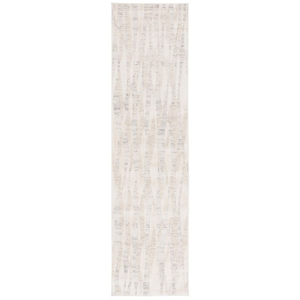 Elmhurst 2 ft. x 8 ft. Ivory/Gray High-Low Abstract Runner Rug