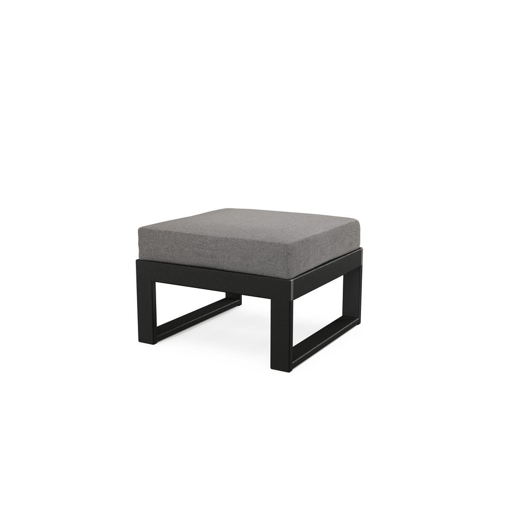 POLYWOOD Modular Plastic Outdoor Ottoman with Grey Mist Cushion 4600