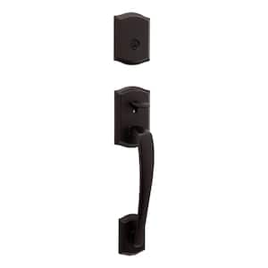 Prescott Venetian Bronze Single Cylinder Entry Door Handleset with Tustin Handle Featuring SmartKey Security