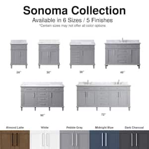Sonoma 36 in. Single Sink Pebble Gray Bath Vanity with Carrara Marble Top (Assembled)