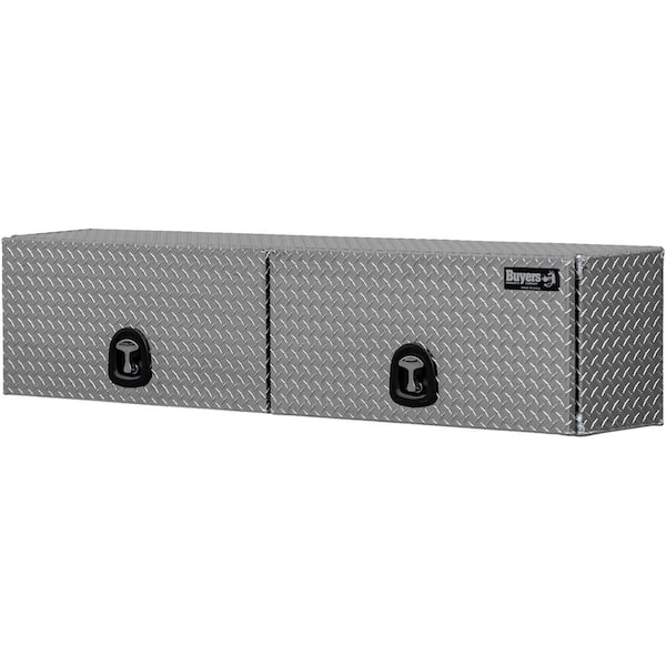 BUYERS PRODUCTS 18 in. x 16 in. x 88 in. Diamond Tread Aluminum Top Mount Truck Tool Box with Flip-Up Doors