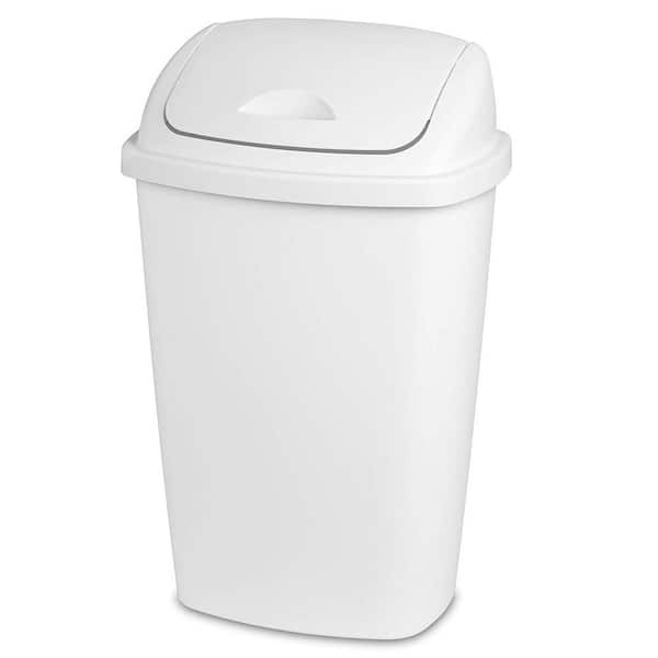 Sterilite 13 Gallon Plastic Swing Top Spave Saving Flat Side Lidded  Wastebasket Trash Can For Kitchen, Garage, Or Workspace, Black (8 Pack) :  Target