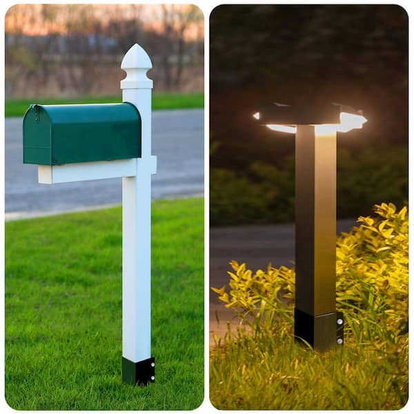 4 in. x 4 in. x 24 in. Metal Fencing Post Anchor for Patio Yard, Black (4-Pack)