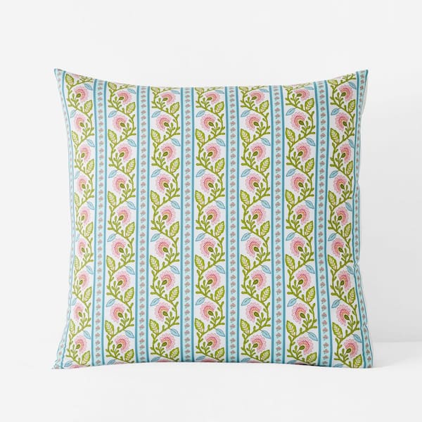 The Company Store Company Cotton Dahlia Garden White Multi Cotton Percale Euro Sham