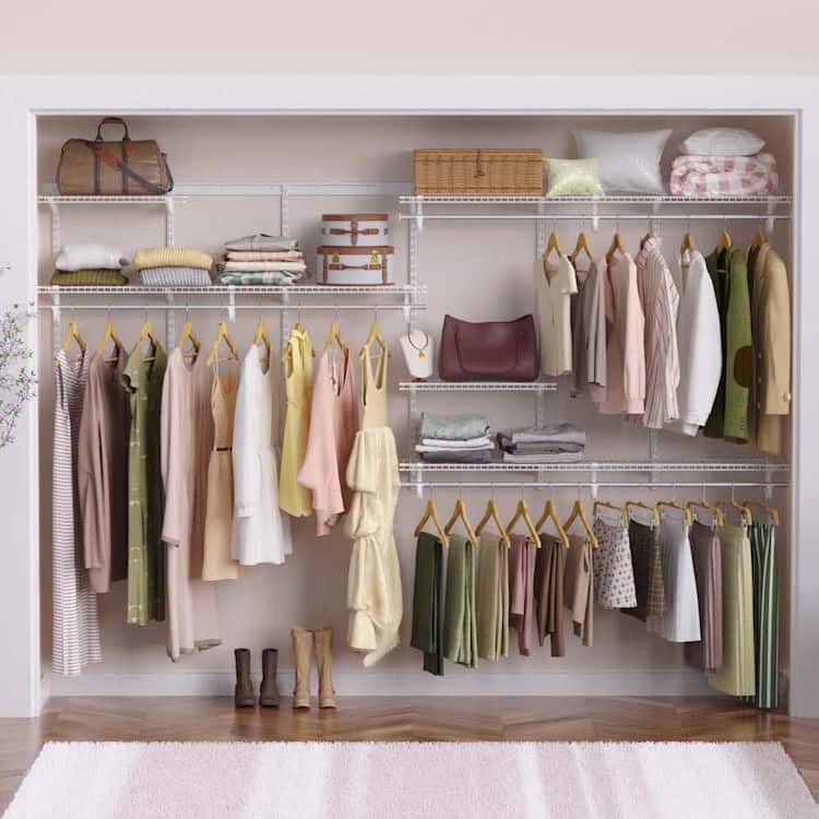 ClosetMaid ShelfTrack 120.5 in. W White Reach-In Wall Mount 5-Shelf Wire Closet System Organizer Kit