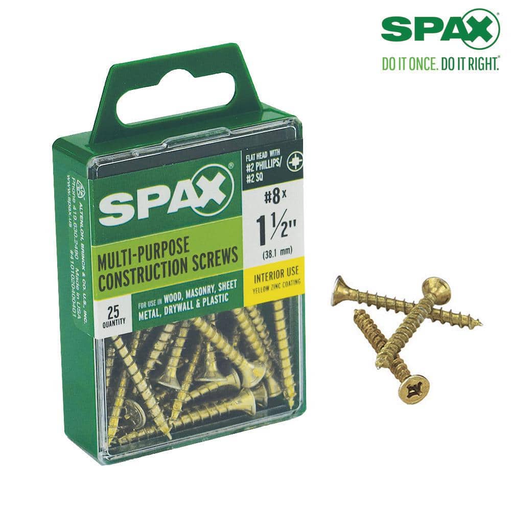 T-Star Drive Flat-Head Partial Thread Yellow Zinc Coated SPAX #8 X 2-1 2 In