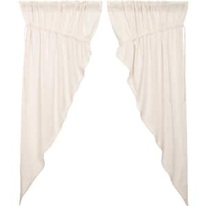 Burlap 36 in. W x 63 in. L Antique White Cotton Light Filtering Rod Pocket Farmhouse Prairie Window Curtain Pair