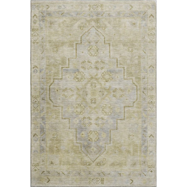 Mayfield Premium Machine Washable Abstract AMF1918 Gold 3 ft. x 4 ft. Area Rug