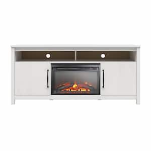 Augusta Ivory Oak TV Console for TVs up to 65 in. with Electric Fireplace