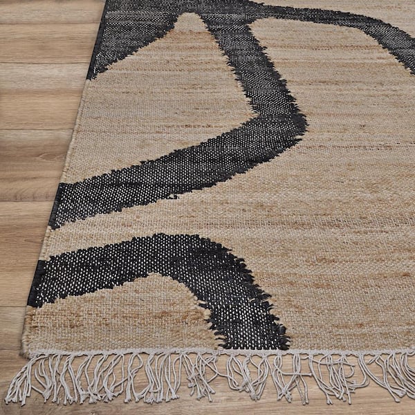 Cosmoros Asante Natural 8 ft. x 10 ft. Abstract Bohemian Global Indoor Area Rug