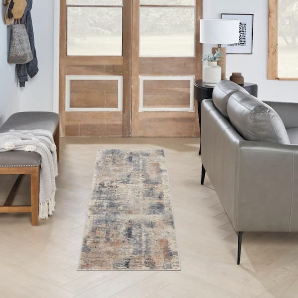Rustic Textures Beige/Grey 2 ft. x 8 ft. Abstract Contemporary Kitchen Runner Area Rug