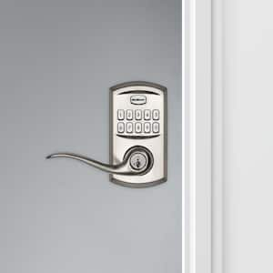 917 SmartCode Satin Nickel Keypad Electronic Single-Cylinder Tustin Door Lever Featuring SmartKey Security