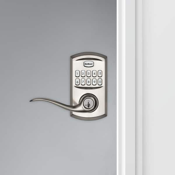 917 SmartCode Satin Nickel Keypad Electronic Single-Cylinder Tustin Door Handle Featuring SmartKey Security