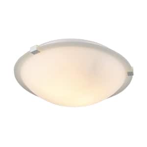 Neptune 12 in. 2-Light White Flush Mount Ceiling Light Fixture with Frosted Glass Shade