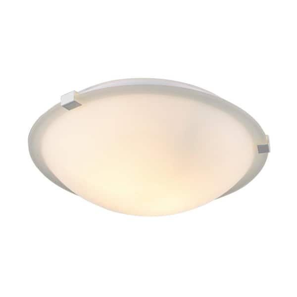 Bel Air Lighting Neptune 12 in. 2-Light White Flush Mount Ceiling Light Fixture with Frosted Glass Shade