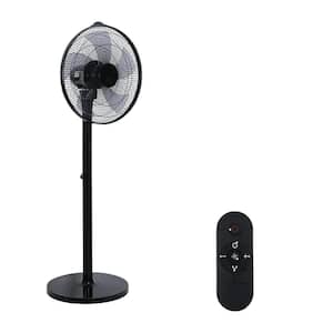 14.5 in. 12 Fan Speeds Pedestal Fan in Black with Remote Control, 90-Degree Horizontal Oscillating, 9-Hours Timer