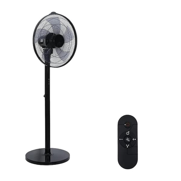 Adrinfly 14.5 in. 12 Fan Speeds Pedestal Fan in Black with Remote Control, 90-Degree Horizontal Oscillating, 9-Hours Timer