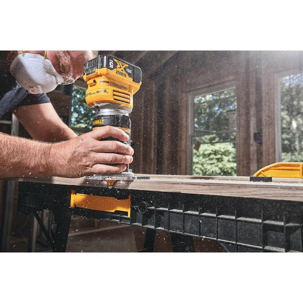 DEWALT - 20V MAX XR Lithium-Ion Cordless Brushless Fixed Base Compact Router with 6.0 Ah Battery Pack and Charger Kit