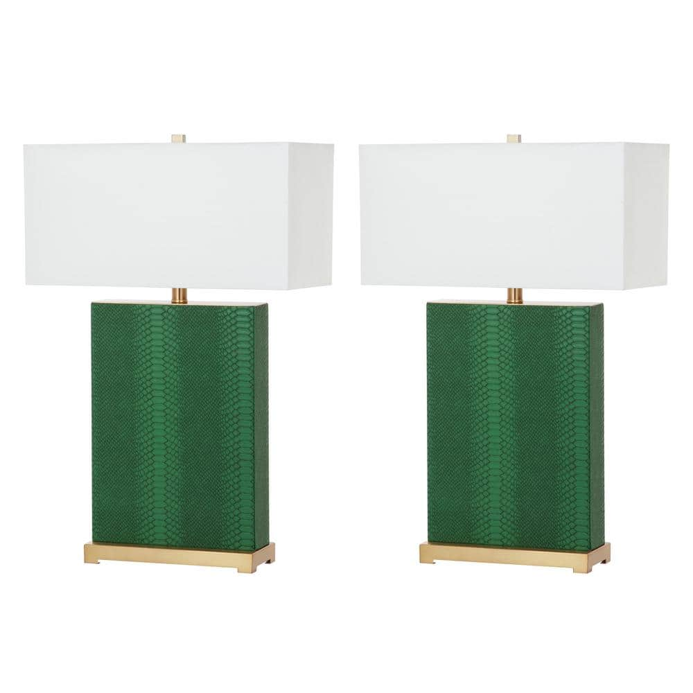 SAFAVIEH Joyce 27.75 Jade Faux Snakeskin Table Lamp with Off-White ...