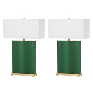 Joyce 27.75 Jade Faux Snakeskin Table Lamp with Off-White Shade (Set of 2)