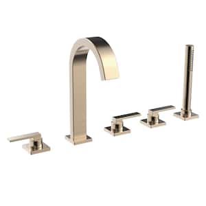 Lura 3-Handle Roman Tub Faucet with Hand Shower in Brushed Bronze