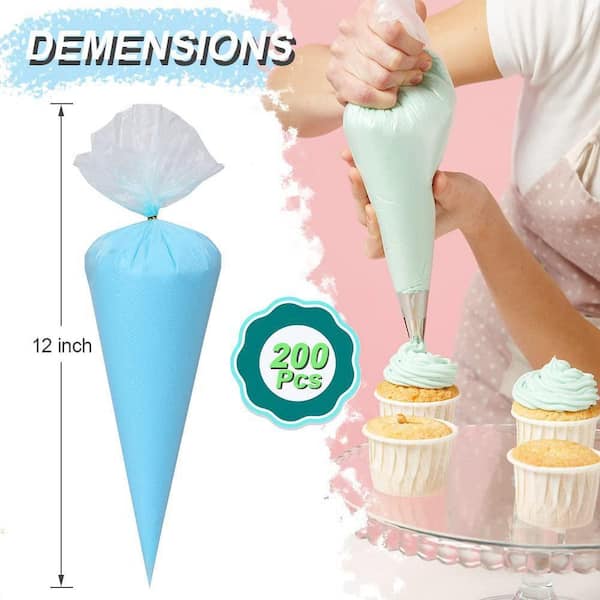 JFVKAF Disposable Plastic Tipless Icing Piping Bags Non-Slip