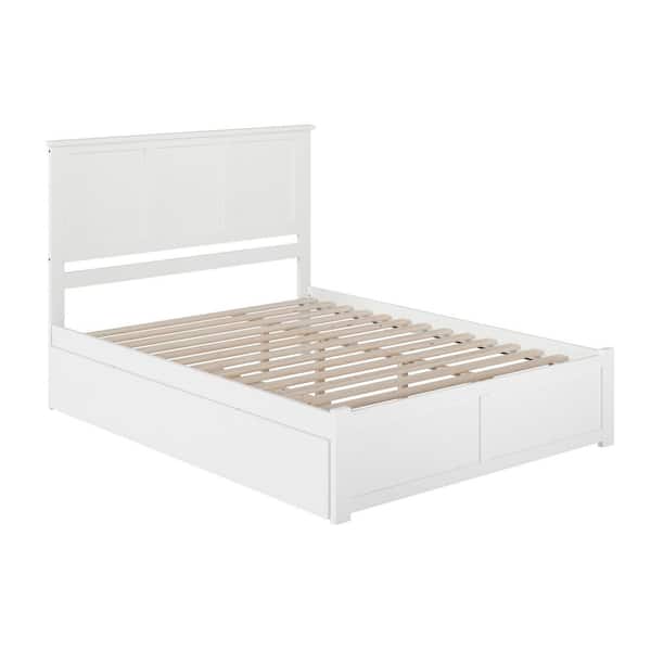 Madison White Queen Bed with Footboard and Twin Extra Long Trundle