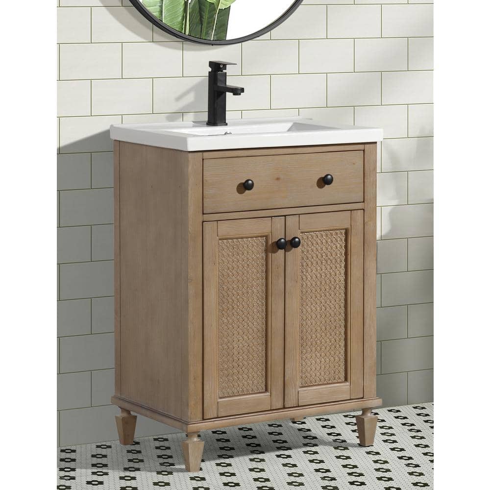Annie 24" Weathered Fir Bathroom Vanity with Ceramic Sink